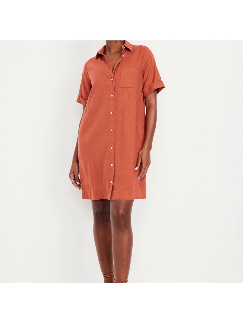 Old Navy Shirt Dress L tall Linen Blend Lagenlook Minimalist Coastal Grandma